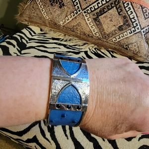 Ostrich leather cuff bracelet